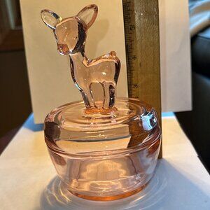 Vintage Jeanette Deer Powder Jar Trinket Box